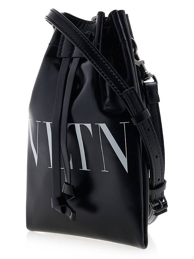 VLTN Logo Shiny Leather Crossbody Bag Black - VALENTINO - BALAAN 3