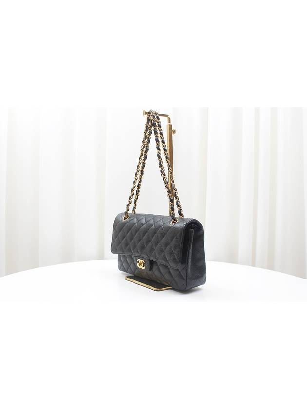 Caviar Classic Medium Black Gold Chain Shoulder Bag A01112 - CHANEL - BALAAN 3