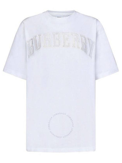 Lace Logo Cotton Oversized Short Sleeve T-Shirt White - BURBERRY - BALAAN 2