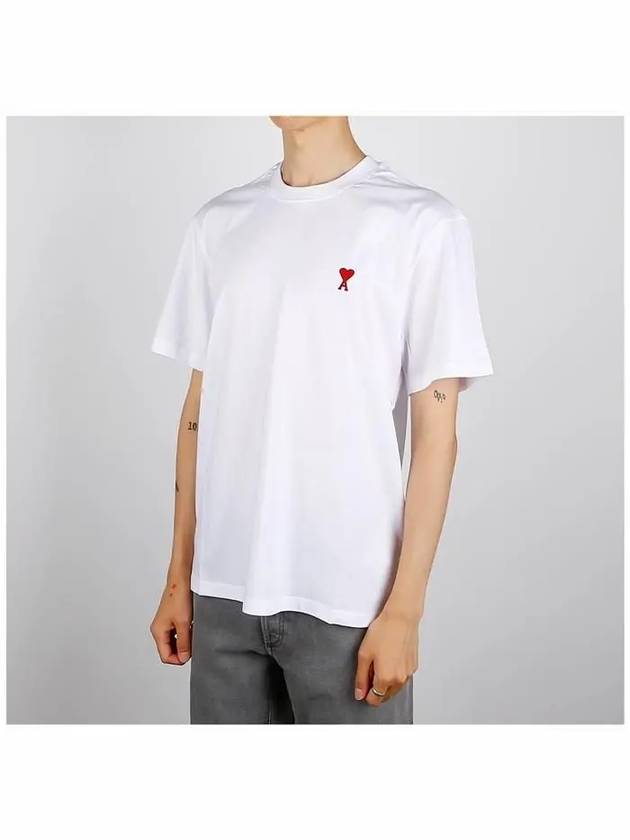 Small Heart Logo Short Sleeve T-Shirt White - AMI - BALAAN 3