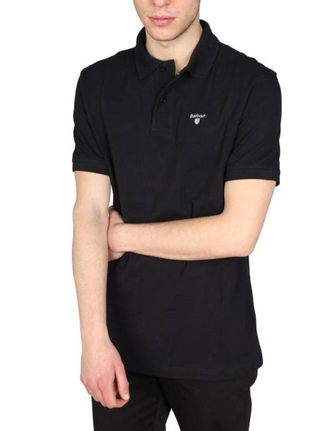 Men's Embroidered Logo Sports Polo Shirt Black - BARBOUR - BALAAN 7