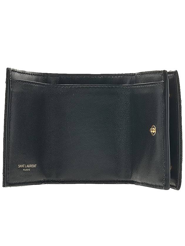 Monogram Quilted Mini Half Wallet Black - SAINT LAURENT - BALAAN 11