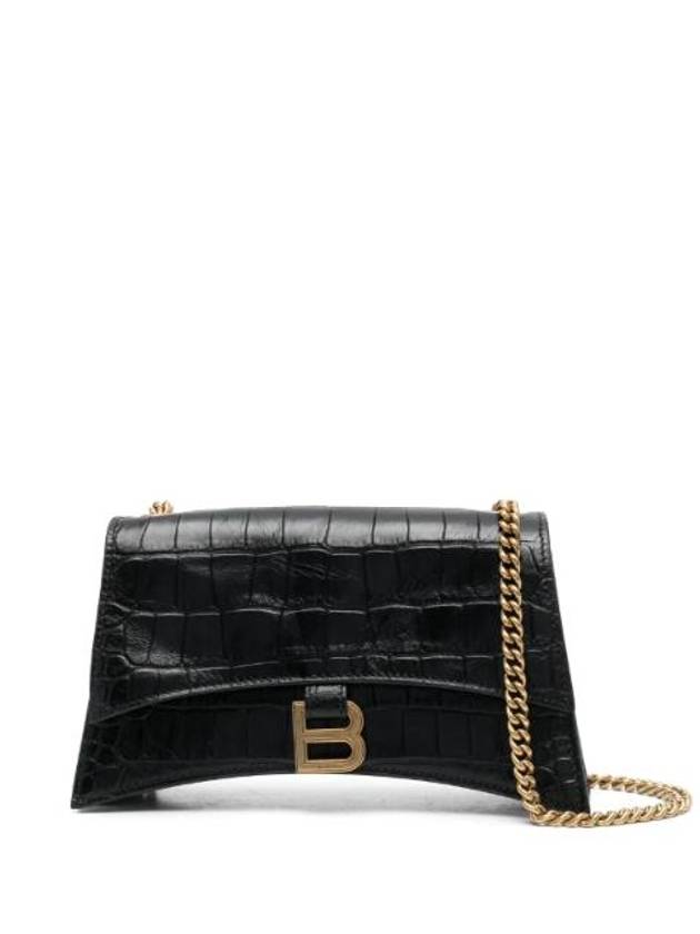 Crush Crocodile Embossed Shoulder Bag Black - BALENCIAGA - BALAAN 1