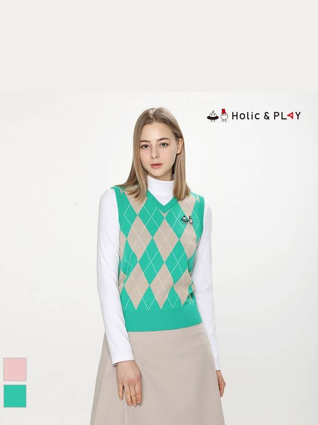 Argyle V-neck VestHE1WSV001 - HOLIC&PLAY - BALAAN 2