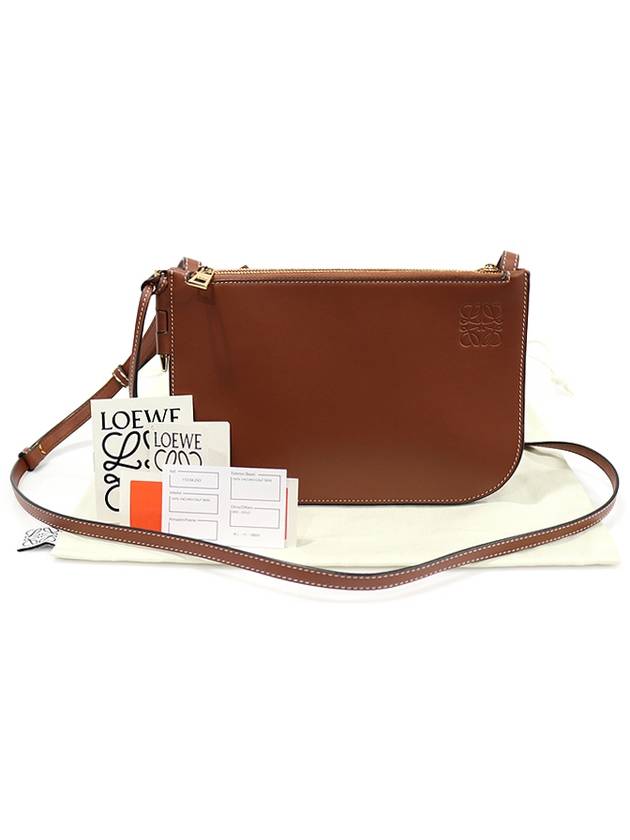 113 54 Z43 Brown Calfskin Gate Double Zipper Pouch Cross Bag - LOEWE - BALAAN 2