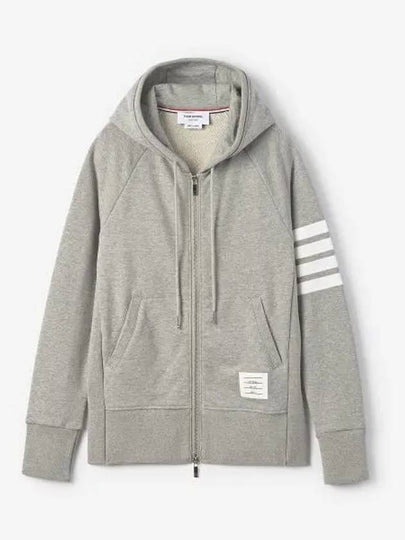 Engineered 4 Bar Diagonal Zip Up Hoodie Light Grey - THOM BROWNE - BALAAN 2