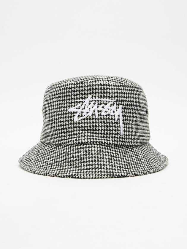 Stock Houndstooth Bucket Hat Black - STUSSY - BALAAN 3