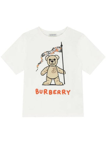 Kids Thomas Bear Cotton Short Sleeve T-Shirt White - BURBERRY - BALAAN 1