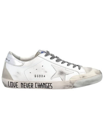 Men's Silver Tab Lettering Superstar Penstar Low Top Sneakers White - GOLDEN GOOSE - BALAAN 1