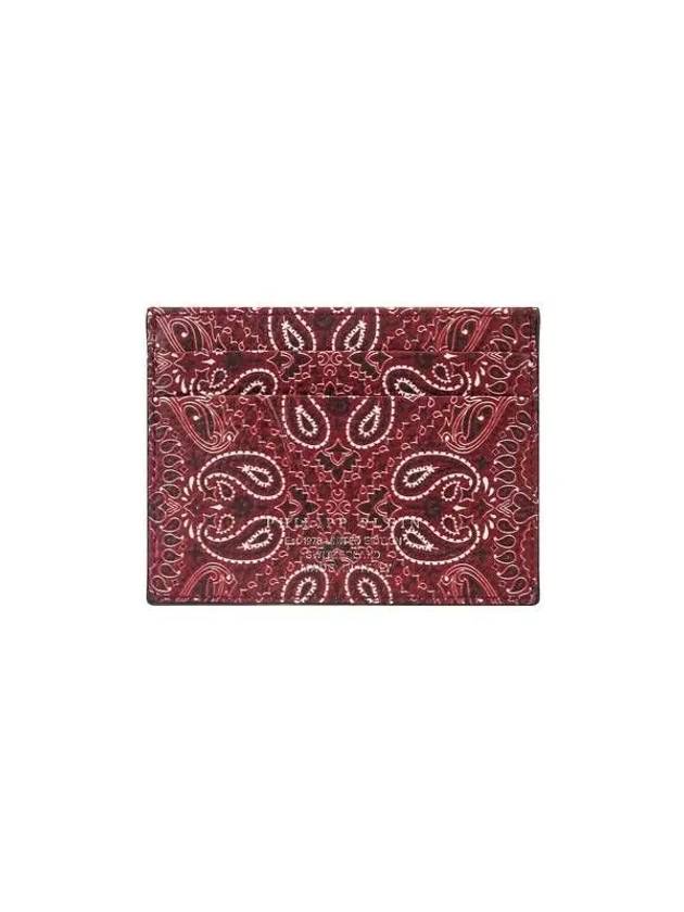 Men's Paisley Print Leather Card Holder Red 270994 - PHILIPP PLEIN - BALAAN 1