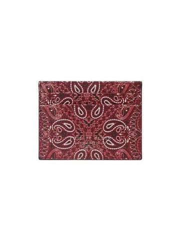 Men's Paisley Print Leather Card Holder Red 270994 - PHILIPP PLEIN - BALAAN 1