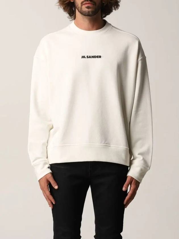 Men's Plus Logo Cotton Sweatshirt White - JIL SANDER - BALAAN 3