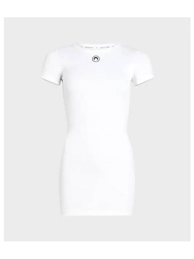 WOMEN S ORGANIC COTTON 1X1 RIB T SHIRT DRESS white - MARINE SERRE - BALAAN 1