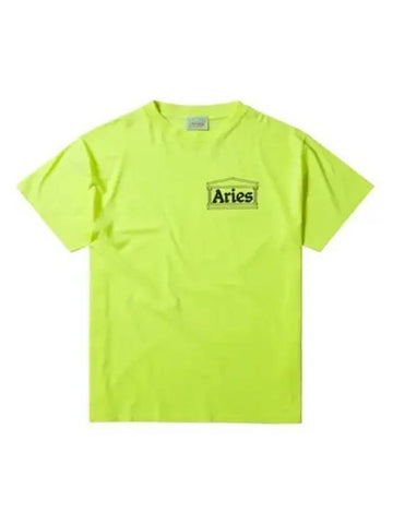 Aries Temple Short Sleeve T Shirt Fluoro Yellow - ARIES - BALAAN 1