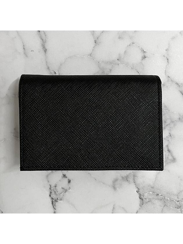 Small Saffiano Leather Half Wallet Black - PRADA - BALAAN 5