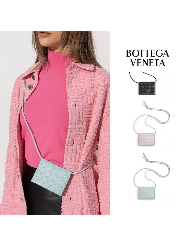 Intrecciato Strap Card Wallet Light Blue - BOTTEGA VENETA - BALAAN.