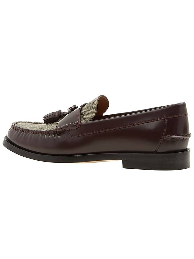Men's Tassel GG Supreme Canvas Leather Loafers Brown - GUCCI - BALAAN.