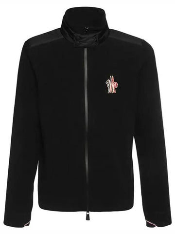 Grenoble M logo patch high neck snap button full zip up frills cardigan - MONCLER - BALAAN 1