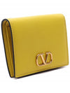 Compact V Logo Signature Calfskin Half Wallet Cedar Yellow - VALENTINO - BALAAN 4