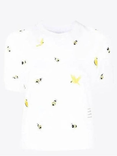 Bird Bee Milano Cotton Intarsia Short Sleeve T-Shirt White - THOM BROWNE - BALAAN 2