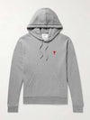 Paris Heart Logo Ambroidered Cotton Jersey Hood Gray - AMI - BALAAN 2