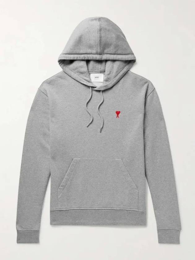 Paris Heart Logo Ambroidered Cotton Jersey Hood Gray - AMI - BALAAN 2