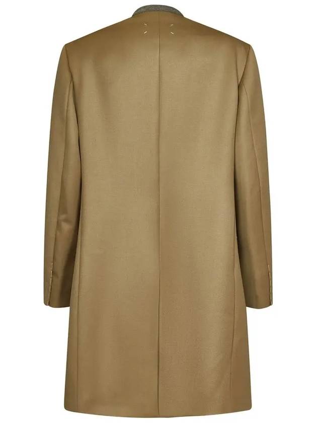 Stitched Collarless Wool Single Coat Beige - MAISON MARGIELA - BALAAN 4