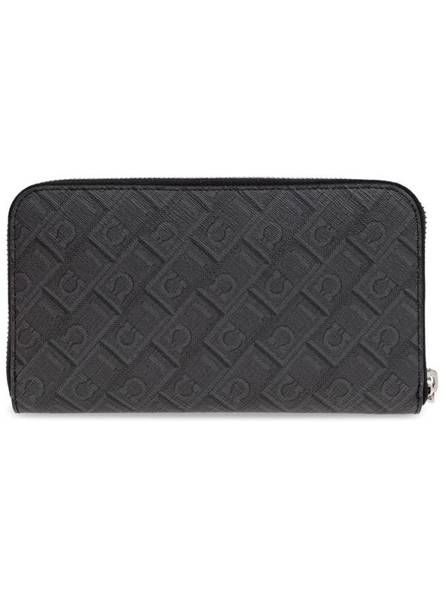 FERRAGAMO Canvas Wallet With Monogram, Men's, Grey - SALVATORE FERRAGAMO - BALAAN 3