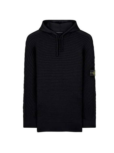 Waffen Knit Hoodie Black - STONE ISLAND - BALAAN 1