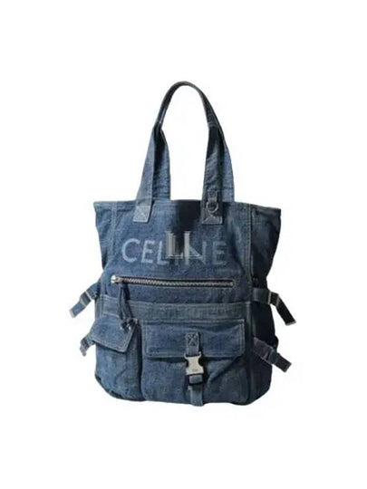 Logo Denim Tote Bag Blue - CELINE - BALAAN 2