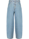Mid-Rise Button Down Crop Jeans Light Blue - MAISON MARGIELA - BALAAN.