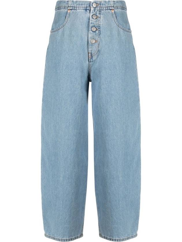 Mid-Rise Button Down Crop Jeans Light Blue - MAISON MARGIELA - BALAAN.