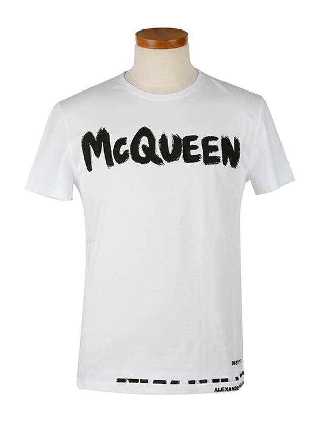 Graffiti Logo Print Short Sleeve T-Shirt White - ALEXANDER MCQUEEN - BALAAN 2