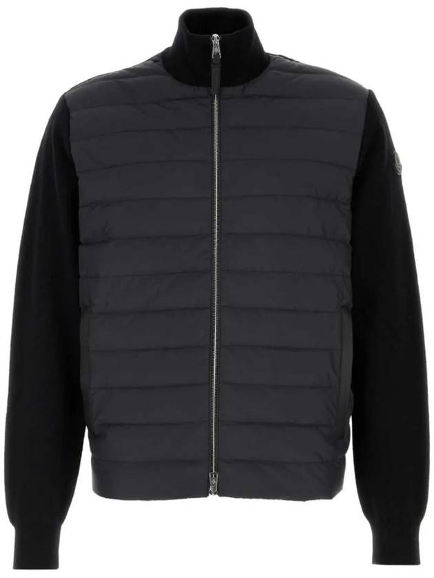 Padded Wool Cashmere Zip-Up Cardigan Black - MONCLER - BALAAN 1