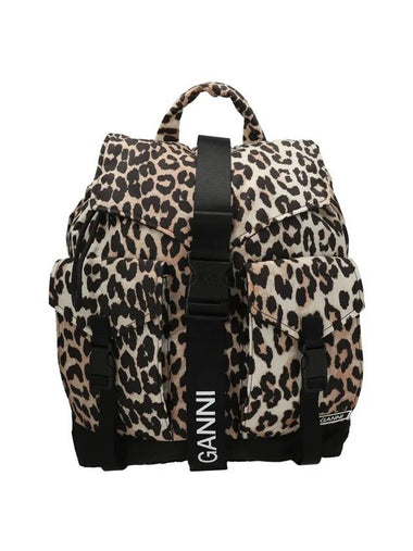 Leopard Tech Backpack Brown - GANNI - BALAAN 1