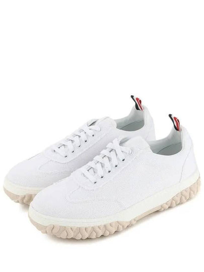 Frayed Canvas Cable Knit Sole Field Shoes White - THOM BROWNE - BALAAN 2