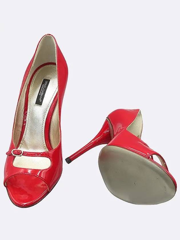 7592 Red color enamel open toe pumps women s shoes 250MM - DOLCE&GABBANA - BALAAN 3