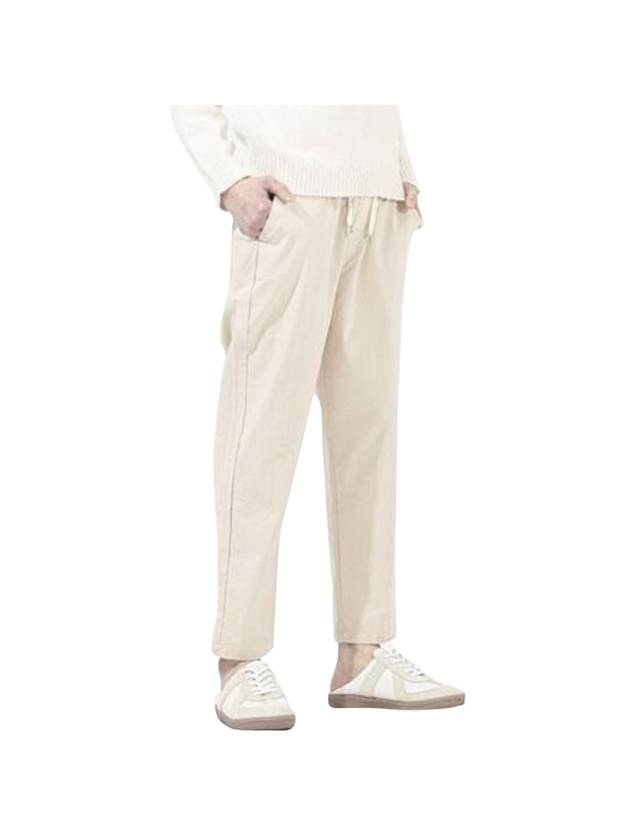 Perfect Jeans Tapered Fit Banding Linen Pants Beige - GOLD PERCENT - BALAAN 1