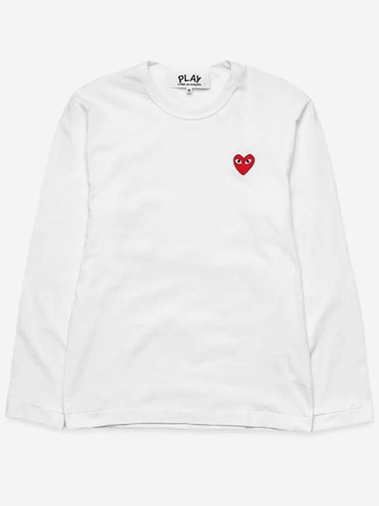 Play Comme des Gar ons Red Heart Long Sleeve T Shirt White - COMME DES GARCONS PLAY - BALAAN 1