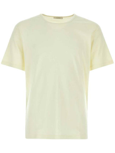 Rib U Neck Short Sleeve T-Shirt Lemon Glaze - LEMAIRE - BALAAN 1