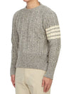 Donegal Twist Cable 4-Bar Classic Crewneck Knit Top Light Grey - THOM BROWNE - BALAAN 3