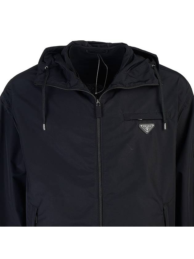 Technical Poplin Hooded Raincoat Black - PRADA - BALAAN 5