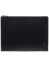 Tiny Gold Monogram Logo Medium Clutch Bag Black - SAINT LAURENT - BALAAN 2