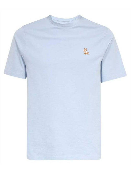 Chillax Fox Patch Regular Short Sleeve T-Shirt Sky Blue - MAISON KITSUNE - BALAAN 1