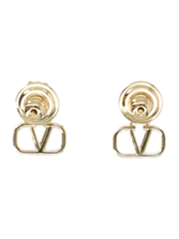 Metal Swarovski Crystal V Logo Earrings Gold Pink - VALENTINO - BALAAN 3