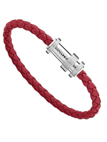 Men's Braided Leather Bracelet Red - MONTBLANC - BALAAN.