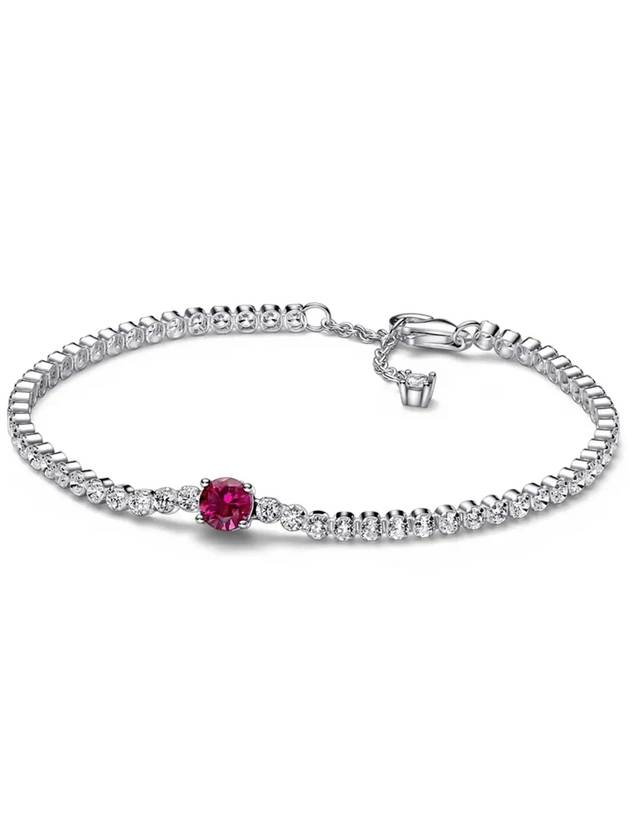 Red Sparkling Round Pavé Tennis Bracelet Silver - PANDORA - BALAAN 2