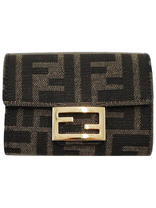 Fendi 8M0416 FF logo fabric baguette card holder wallet - FENDI - BALAAN 1