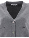 Cotton 4-Bar Milano Classic V-Neck Cardigan Medium Grey - THOM BROWNE - BALAAN 5