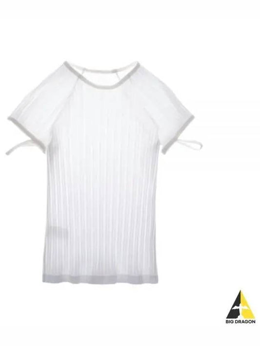 Ribbed Cut Out Cotton Short Sleeve T-shirt White - HELMUT LANG - BALAAN 2